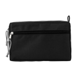 Trousse de toilette recyclée personnalisée à double zip RPET Essential couleur noir première vue