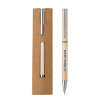 Stylo Dokumental® personnalisé en bois d´érable, Encre bleue avec zone d'impression