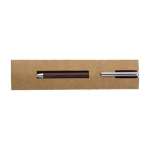 Stylos d´entreprise Dokumental® en bois de wengé, Encre bleue couleur marron troisième vue