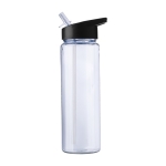 Bouteille de sport en plastique recyclé avec paille pliable 750ml couleur noir première vue