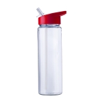 Bouteille de sport en plastique recyclé avec paille pliable 750ml couleur rouge première vue