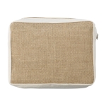 Trousse de toilette en jute et coton, fermeture éclair, poche frontale couleur marron troisième vue
