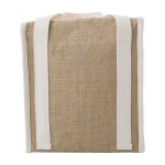 Sac isotherme en jute avec poche frontale en coton couleur marron troisième vue