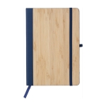 Carnet A5 à couverture en bambou et cuir synthétique, feuilles lignées couleur bleu première vue