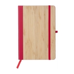 Carnet A5 à couverture en bambou et cuir synthétique, feuilles lignées couleur rouge première vue