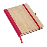Carnet A5 à couverture en bambou et cuir synthétique, feuilles lignées couleur rouge deuxième vue