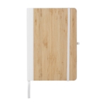 Carnet A5 à couverture en bambou et cuir synthétique, feuilles lignées couleur blanc première vue