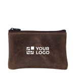 Porte-monnaie zippé en cuir recyclé avec boucle porte-clés avec zone d'impression
