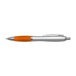 Stylo argenté avec grip antidérapant coloré, Encre bleue couleur orange première vue