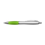 Stylo argenté avec grip antidérapant coloré, Encre bleue couleur vert clair première vue