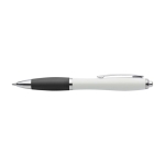 Stylo en ABS recyclé avec logo, grip en caoutchouc, Encre bleue couleur noir troisième vue