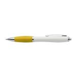Stylo en ABS recyclé avec logo, grip en caoutchouc, Encre bleue couleur jaune première vue