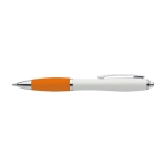 Stylo en ABS recyclé avec logo, grip en caoutchouc, Encre bleue couleur orange première vue