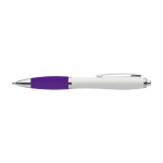 Stylo en ABS recyclé avec logo, grip en caoutchouc, Encre bleue couleur violet première vue