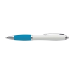 Stylo en ABS recyclé avec logo, grip en caoutchouc, Encre bleue couleur bleu ciel première vue