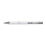 Stylo gravé en aluminium recyclé, Encre bleue couleur blanc première vue