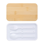 Boîte à lunch double compartiment et couverts 800ml Duo Compact couleur blanc deuxième vue