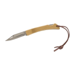 Couteau de poche pliant en acier avec manche en bambou et cordon couleur bois troisième vue