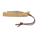 Couteau de poche pliant en acier avec manche en bambou et cordon couleur bois cinquième vue