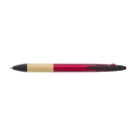 Stylo à embout tactile en plastique et bambou avec encre 3 couleurs couleur rouge première vue