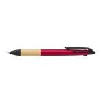Stylo à embout tactile en plastique et bambou avec encre 3 couleurs couleur rouge deuxième vue