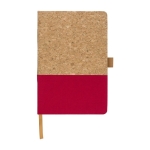 Carnet d´entreprise en liège et coton approx. A5 feuilles lignées couleur rouge première vue