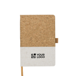 Carnet A5 en liège et coton pour entreprise, pages lignées couleur blanc avec zone d'impression