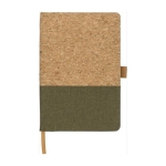 Carnet d´entreprise en liège et coton approx. A5 feuilles lignées couleur vert première vue