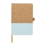 Carnet d´entreprise en liège et coton approx. A5 feuilles lignées couleur bleu pastel première vue