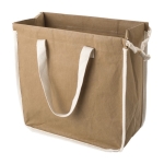 Sac en papier kraft lavable avec poignées et cordons 250 g/m² couleur marron troisième vue