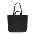 Sac en coton recyclé à fermeture latérale et double poignée 350 g/m² couleur noir première vue