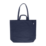 Sac en coton recyclé à fermeture latérale et double poignée 350 g/m² couleur bleu première vue