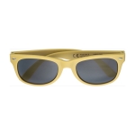 Lunettes de soleil publicitaires, plastique recyclé, protection UV400 couleur jaune première vue
