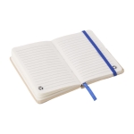 Cahier à lignes en kraft avec couverture en carton recyclé, approx. A6 couleur bleu troisième vue