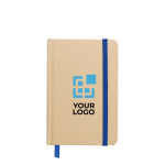 Cahier à lignes en kraft avec couverture en carton recyclé, approx. A6 avec zone d'impression