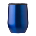 Verre en acier inoxydable finition mate, couvercle à pression 300ml couleur bleu première vue