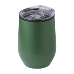 Verre en acier inoxydable finition mate, couvercle à pression 300ml couleur vert foncé deuxième vue