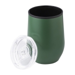Verre en acier inoxydable finition mate, couvercle à pression 300ml couleur vert foncé troisième vue