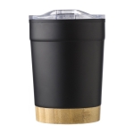Verre en acier inoxydable, base bambou, couvercle à pression 300ml couleur noir première vue
