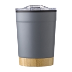 Verre en acier inoxydable, base bambou, couvercle à pression 300ml couleur gris première vue