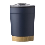 Verre en acier inoxydable, base bambou, couvercle à pression 300ml couleur bleu marine première vue