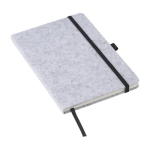 Carnet promotionnel en feutre recyclé approx. A5 à feuilles lignées couleur gris troisième vue