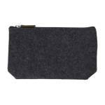 Trousse de toilette en feutre recyclé avec tirette en cuir synthétique couleur gris première vue