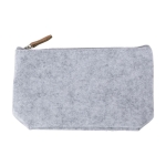Trousse de toilette en feutre recyclé avec tirette en cuir synthétique couleur gris clair première vue
