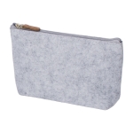 Trousse de toilette en feutre recyclé avec tirette en cuir synthétique couleur gris clair deuxième vue