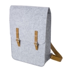 Sac à dos en feutre recyclé et cuir synthétique avec 2 poches couleur gris clair deuxième vue