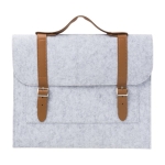 Porte-documents en feutre recyclé avec détails en cuir synthétique couleur gris clair première vue