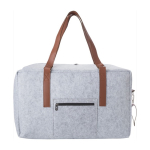Élégant sac de voyage en feutre RPET avec fermeture éclair couleur gris clair troisième vue