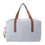 Élégant sac de voyage en feutre RPET avec fermeture éclair couleur gris clair quatrième vue