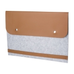 Housse pour PC en feutre recyclé avec détails en cuir synthétique couleur gris clair deuxième vue
